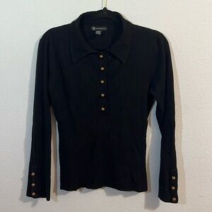 Inc International Concepts Long Sleeve Black blouse with buttons XL